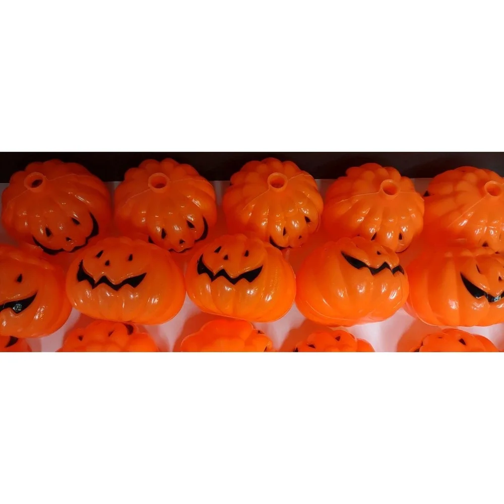 Lot Of 37 Halloween Pumpkin Blow Mold String Light Set Vyg